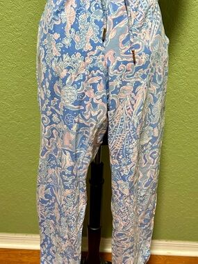 Lilly Pulitzer Blue & Pink Printed Track Pants